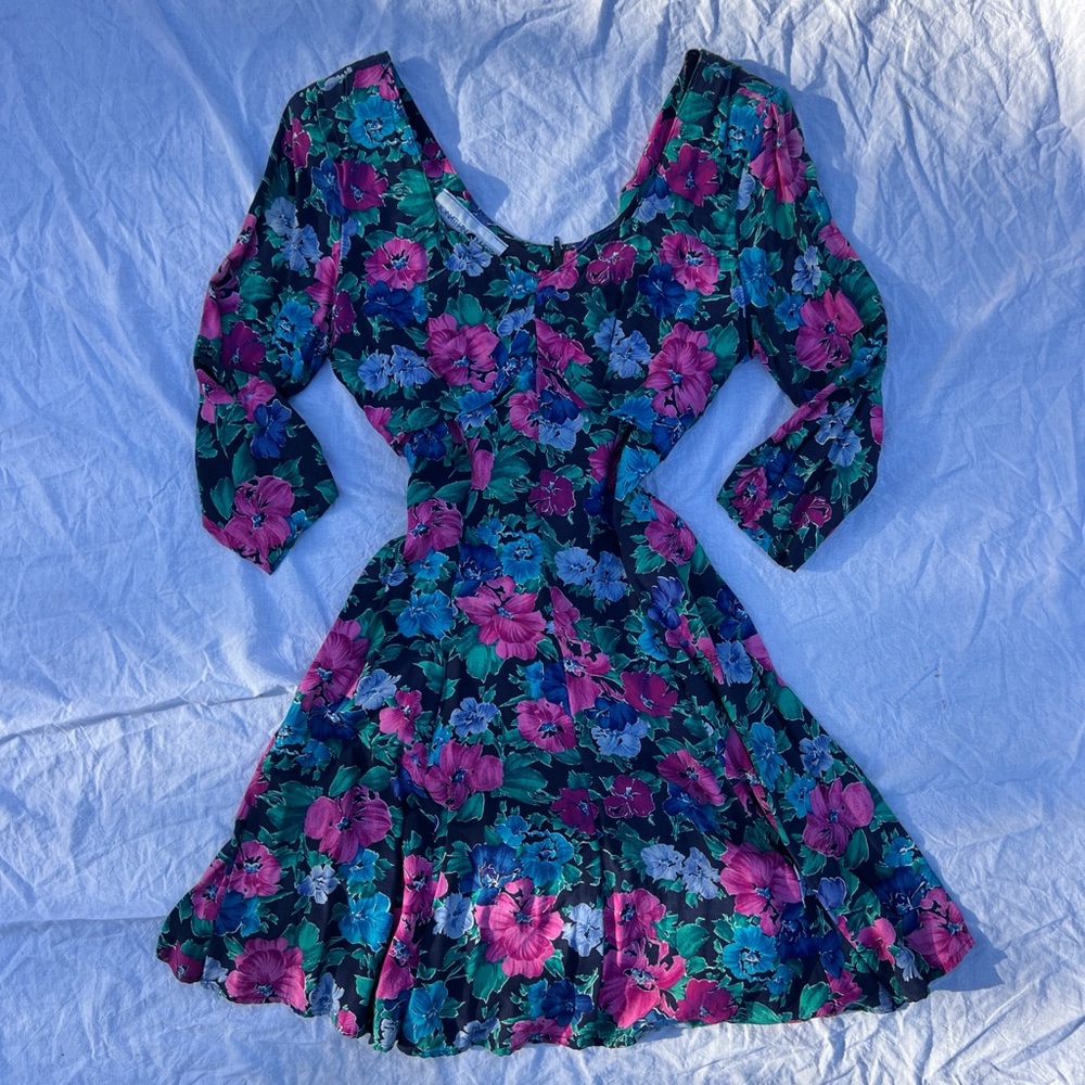 80s Jonathan Martin Multicolor Floral Dress
